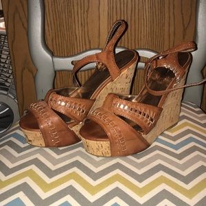 Charlotte Russe Brown and Gold wedges